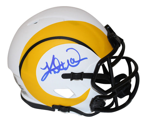 Kurt Warner Autographed/Signed St Louis Rams Lunar Mini Helmet Beckett 36327