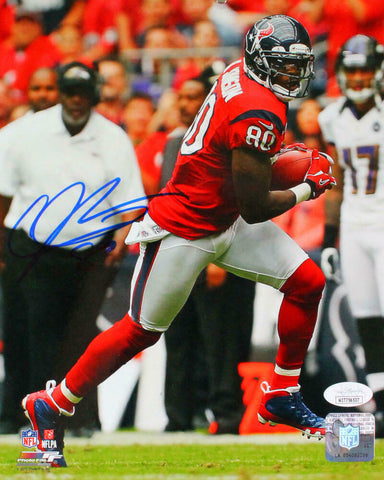 Andre Johnson Signed Houston Texans 8x10 Red JSY Photo-JSA W Auth *Blue