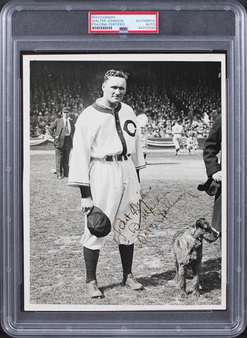 Senators Walter Johnson "Best Wishes" Authentic Signed 8x10 Photo PSA Slabbed