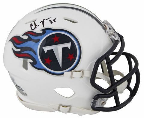 Titans Chris Johnson Signed 1999-17 TB White Speed Mini Helmet BAS Witnessed