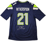 SEAHAWKS DEVON WITHERSPOON AUTOGRAPHED BLUE NIKE JERSEY SIZE L MCS HOLO 229507