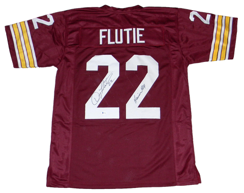 DOUG FLUTIE AUTOGRAPHED BOSTON COLLEGE EAGLES #22 JERSEY BECKETT W/ HEISMAN 84