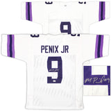 WASHINGTON MICHAEL PENIX JR. AUTOGRAPHED WHITE JERSEY BECKETT WITNESS QR 222053