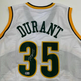 Autographed/Signed Kevin Durant Seattle White Basketball Jersey Beckett BAS COA