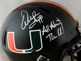 Warren Sapp Signed F/S Miami Hurricanes Black Speed Helmet W/ Insc- Beckett Auth