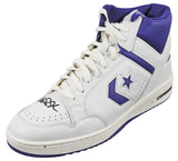 Magic Johnson Signed Left Purple & White Converse Weapon Shoe W/ Case BAS Wit 2