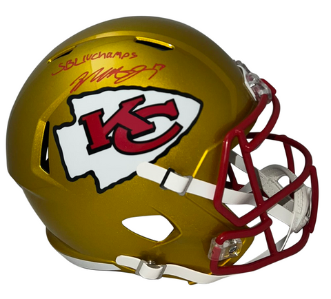 MECOLE HARDMAN SIGNED KANSAS CITY CHIEFS FLASH SPEED HELMET W/ SB LIV CHAMPS