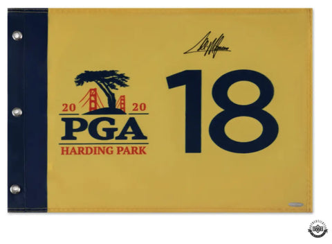 Collin Morikawa Autographed 2020 PGA Championship Yellow Pin Flag UDA