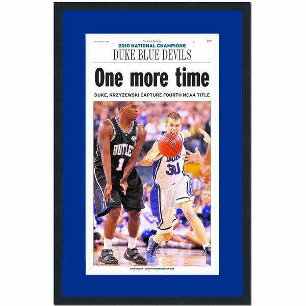 Framed News & Observer Duke 2010 National NCAA Champions Newspaper 17x27 Photo