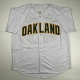 Autographed/Signed DENNIS ECKERSLEY Oakland White Baseball Jersey JSA COA Auto