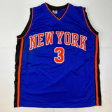 Autographed/Signed Stephon Marbury New York Blue Basketball Jersey Beckett COA