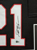 FRAMED ATLANTA FALCONS DEION SANDERS AUTOGRAPHED SIGNED JERSEY BECKETT HOLO