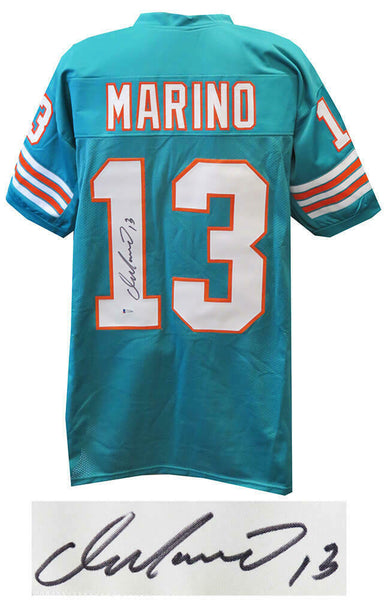 Dan Marino (MIAMI DOLPHINS) Signed Teal Custom Football Jersey (Beckett COA)