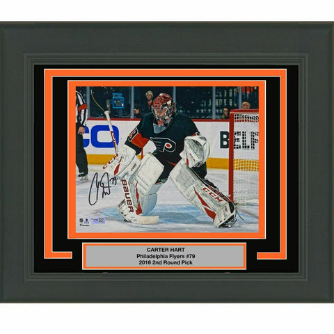 FRAMED Autographed/Signed CARTER HART Flyers 8x10 Hockey Photo Fanatics COA Auto