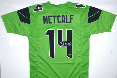 DK Metcalf Autographed Green Pro Style Jersey - Beckett W Hologram *Silver