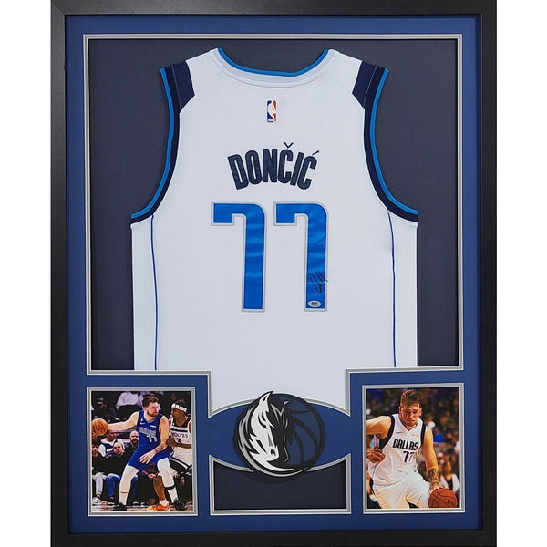 Luka Doncic Autographed Signed Framed Dallas Mavericks Luca Jersey PSA/DNA