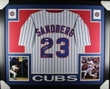 RYNE SANDBERG INSCRIBED (Cubs white SKYLINE) Signed Autograph Framed Jersey JSA