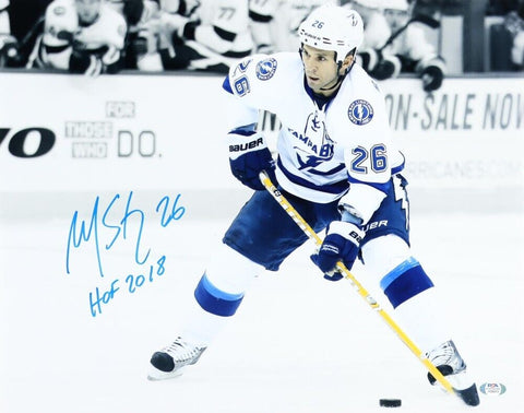 Martin St. Louis Signed Lightning 16x20 Photo Inscribed "HOF 2018" (PSA COA)