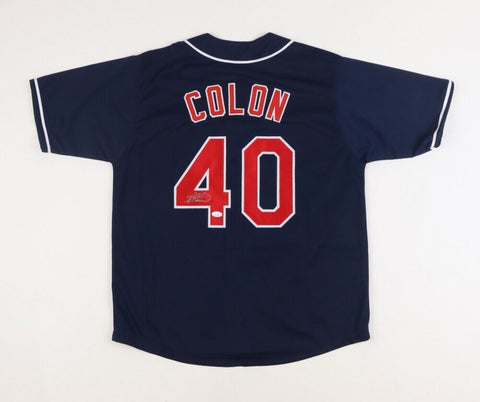 Bartolo Colon Signed Cleveland Indians Blue Jersey (JSA COA) Big Sexy