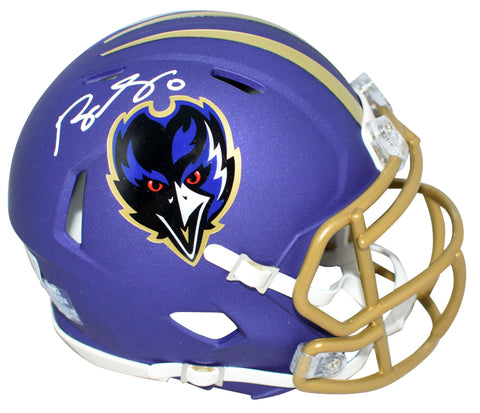 ROQUAN SMITH SIGNED BALTIMORE RAVENS 2024 PURPLE SPEED MINI HELMET BECKETT