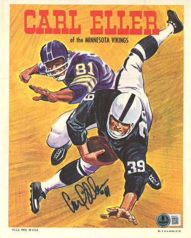 Carl Eller Signed Minnesota Vikings 1970 Topps Poster #6 Of 24 Beckett 48218