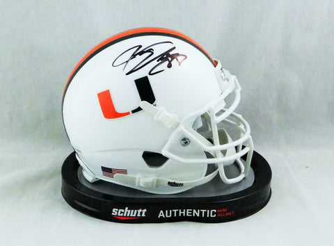 Jeremy Shockey Signed Miami Hurricanes Schutt Mini Helmet - JSA W Auth *Black