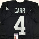 Autographed/Signed Derek Carr Las Vegas Oakland Black Football Jersey JSA COA