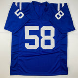 Autographed/Signed Gary Brackett Indianapolis Blue Football Jersey JSA COA Auto