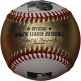 Max Scherzer Autographed/Signed Texas Rangers OML Gold White Baseball FAN 46883