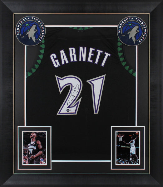 Kevin Garnett Authentic Signed Black Pro Style Framed Jersey BAS Witnessed