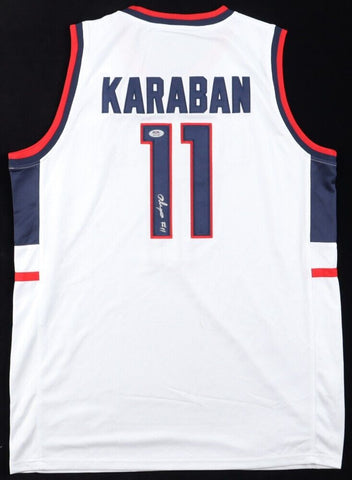 Alex Karaban Signed UConn Huskies Jersey (PSA) 2xNational Champs 2023 & 2024