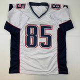 Autographed/Signed Chad Ochocinco (Johnson) New England White Jersey JSA COA