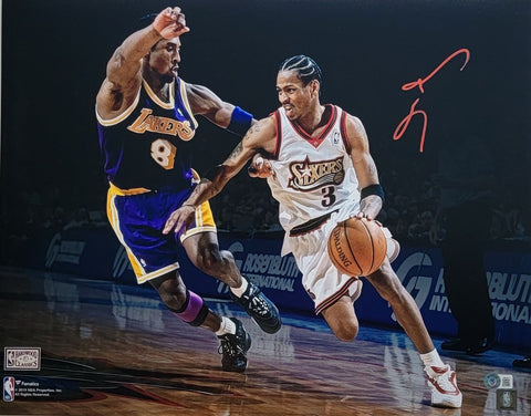 Allen Iverson vs Kobe Signed 76ers Spotlight 16x20 Photo RED Beckett Witnessed