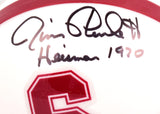 Jim Plunkett Autographed Stanford Mini Helmet w/ Heisman 1970- JSA W *Black