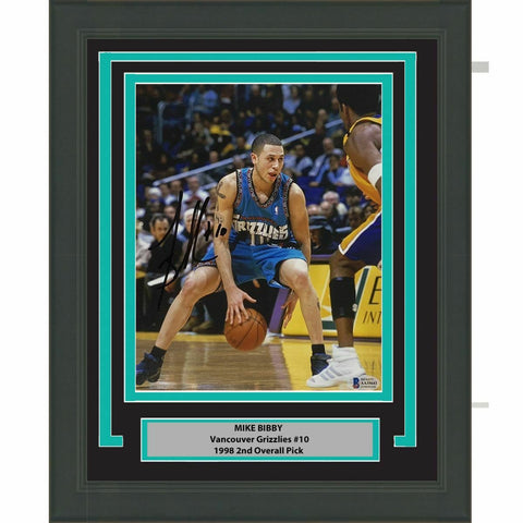 FRAMED Autographed/Signed MIKE BIBBY Vancouver Grizzlies 8x10 Photo Beckett COA