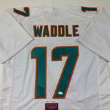 Autographed/Signed Jaylen Waddle Miami White Football Jersey JSA COA