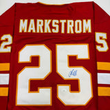 Autographed/Signed Jacob Markstrom Calgary Red Hockey Jersey JSA COA