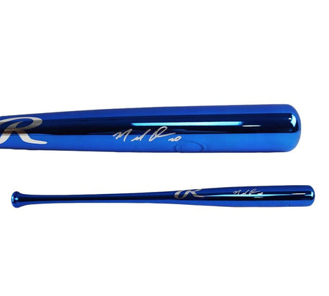 Marcell Ozuna Signed Atlanta Braves Rawlings Blue Chrome MLB Bat