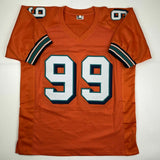 Autographed/Signed JASON TAYLOR Miami Orange Football Jersey JSA COA Auto