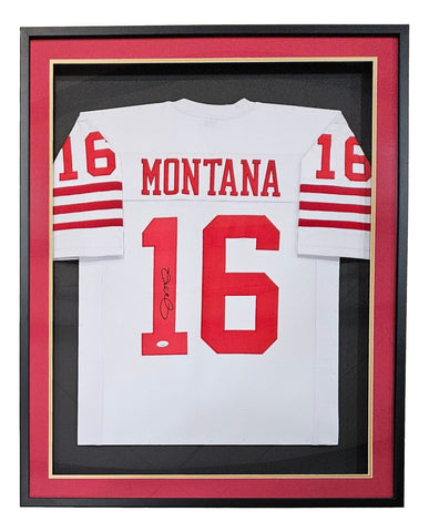 Joe Montana San Francisco Signed Framed White Football Jersey JSA