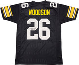 STEELERS ROD WOODSON AUTOGRAPHED BLACK JERSEY "HOF 09" BECKETT WITNESS 229997