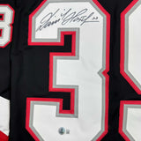 Autographed/Signed Dominik Hasek Buffalo Black Hockey Jersey Beckett BAS COA