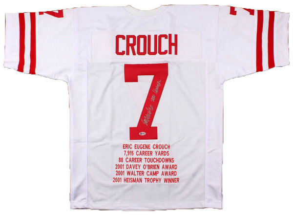 ERIC CROUCH AUTOGRAPHED NEBRASKA CORNHUSKERS #7 WHITE STAT JERSEY BECKETT