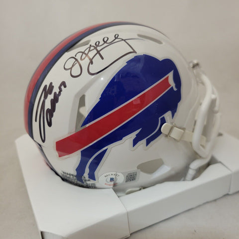 JIM KELLY & JOSH ALLEN DUAL SIGNED BUFFALO BILLS SPEED MINI HELMET BECKETT QR