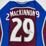 Autographed/Signed Nathan MacKinnon Colorado Maroon Hockey Jersey JSA COA