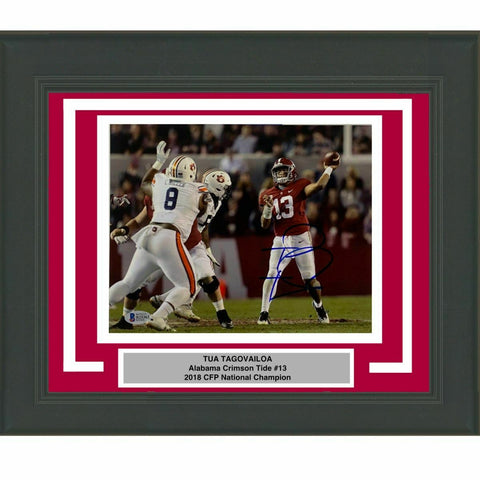 FRAMED Autographed/Signed TUA TAGOVAILOA Alabama 8x10 Photo Beckett BAS COA #6