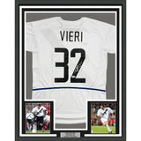 Framed Autographed/Signed Christian Vieri 35x39 Inter Milan White Jersey BAS COA