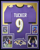 FRAMED BALTIMORE RAVENS JUSTIN TUCKER AUTOGRAPHED SIGNED JERSEY JSA COA