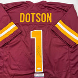 Autographed/Signed Jahan Dotson Washington Burgundy Football Jersey JSA COA