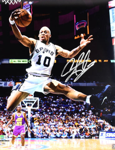 Dennis Rodman Autographed Spurs 16x20 Close Up Rebound Photo - Beckett W Holo